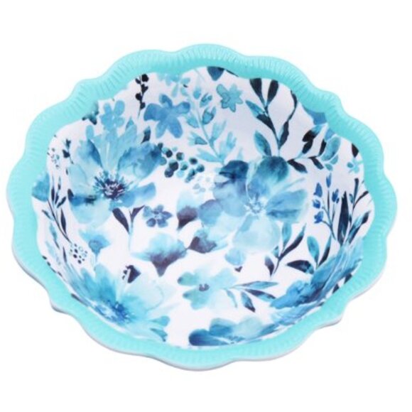 Lot of 3 Pioneer Woman Melamine Dip Bowl Painterly Floral Teal 5.35in 11oz New - Picture 1 of 6